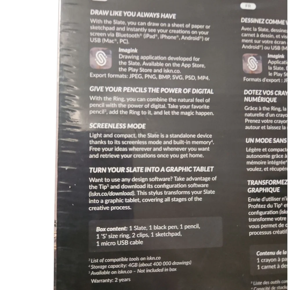 NWT SLATE 2+ | Pencil and Paper Graphic Tablet in Black